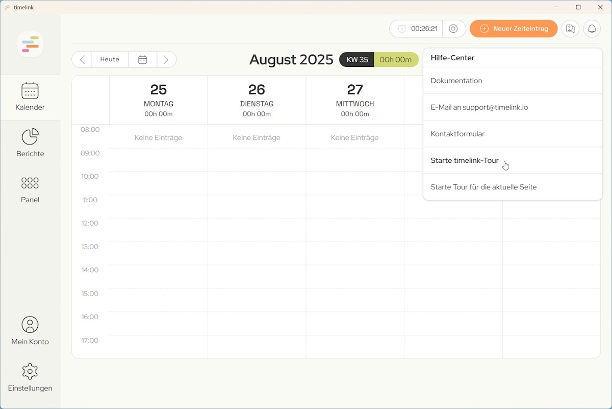 timelink Tour und Demo-Daten